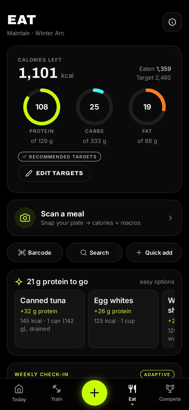 Shredify Macro Tracker App for Lifters screen