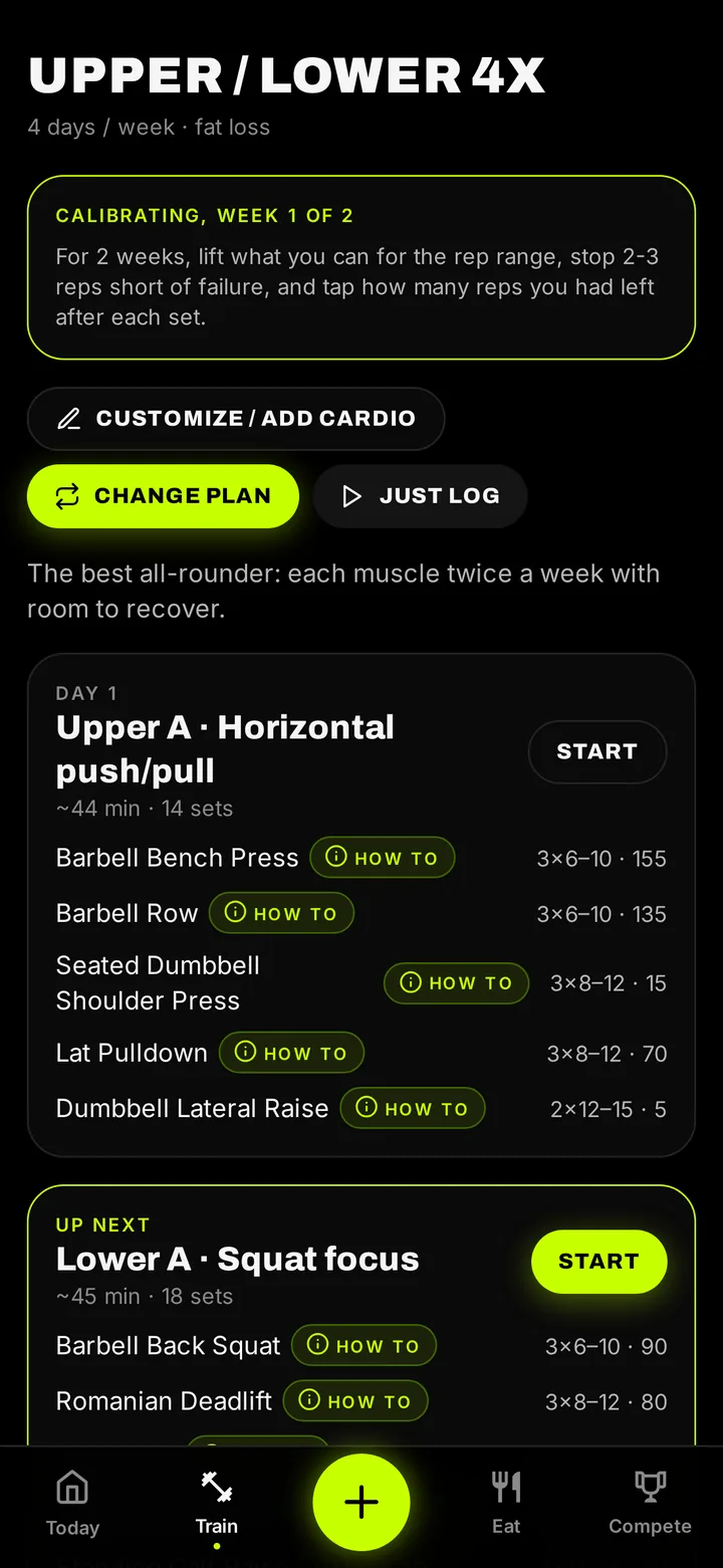 Shredify Progressive Overload App screen