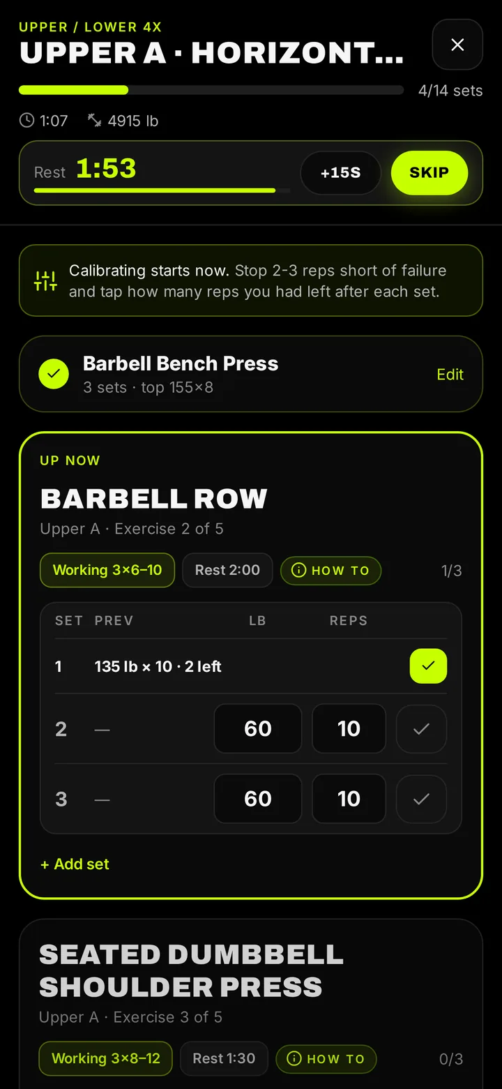 Shredify Workout Log App: Sets, Reps, PRs screen